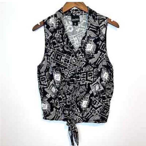 Hot Topic Harry Potter Marauder’s Map Tie-Front Woven Top Size XS Black Casual - Picture 14 of 15